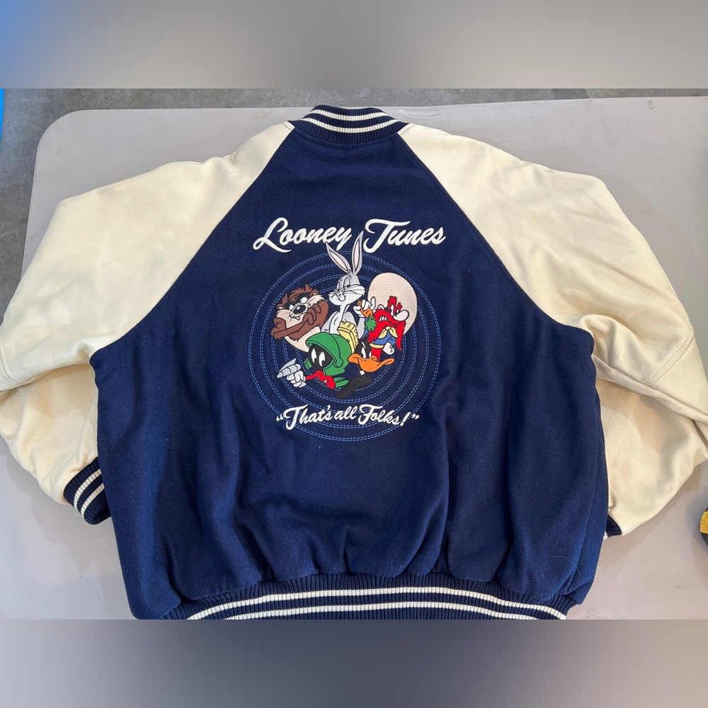 Vintage 1990’s Genuine Leather Looney Tunes Varsity Jacket